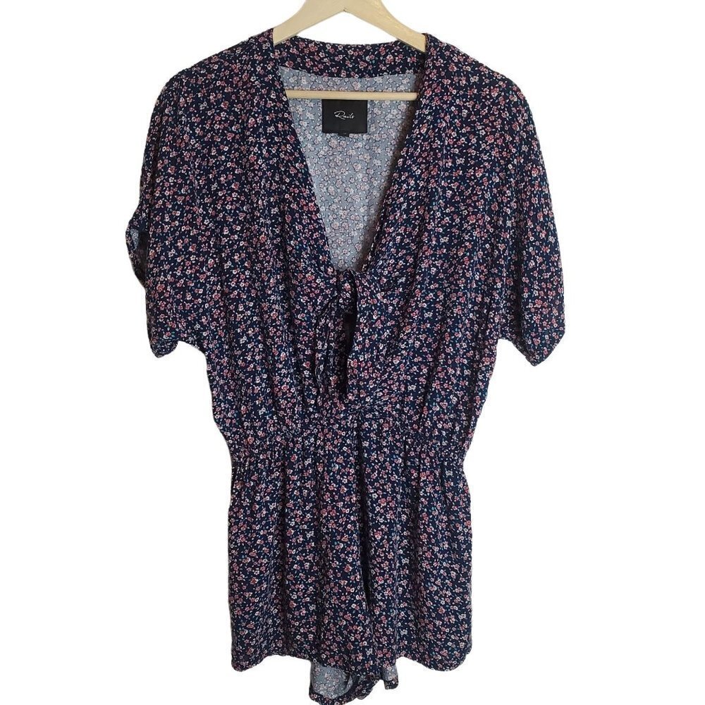 Rails XS Romper Ditzy Floral Navy blue Tie Front Cut‎ out V-neck Lightweight